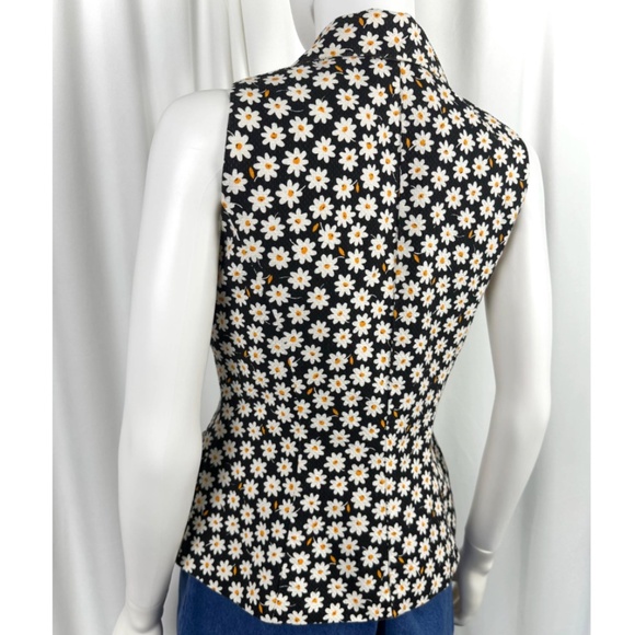 Vintage 2000’s ‘Sinequanone Paris’ Black and White Daisy Floral Vest - S/M - Picture 8 of 8